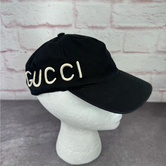 Gucci Black Canvas “Loved” Baseball Cap Hat Small - Picture 1 of 14